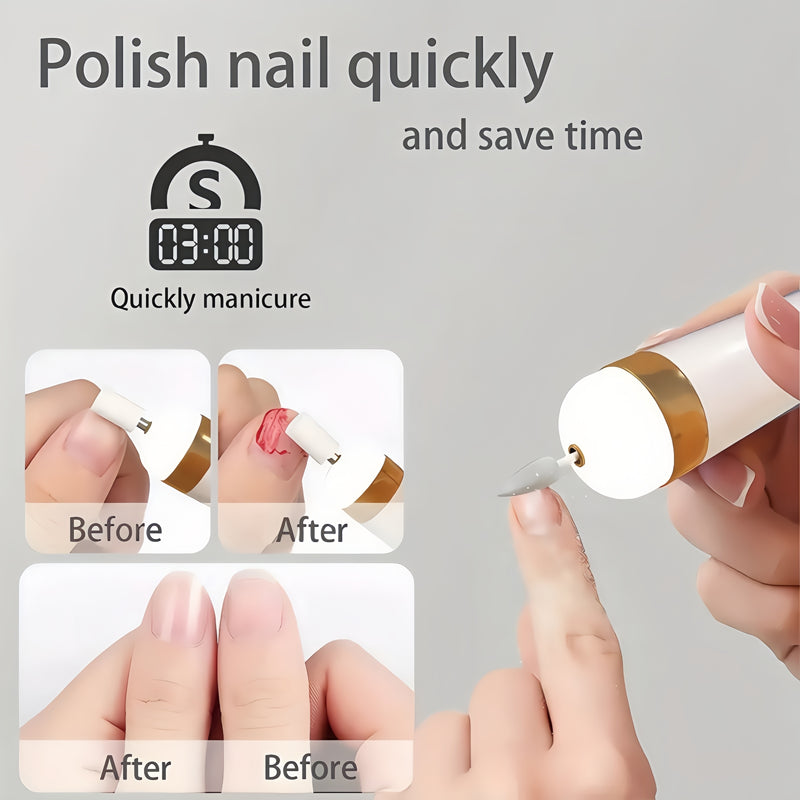 Drill de uñas acrílicas profesional con luz LED - Recargable por USB, sin olor, batería de larga duración, incluye lima de uñas y empujador de cutículas - Ideal para uñas de gel y kit de manicura y pedicura para hogar, esenciales para el cuidado de las u