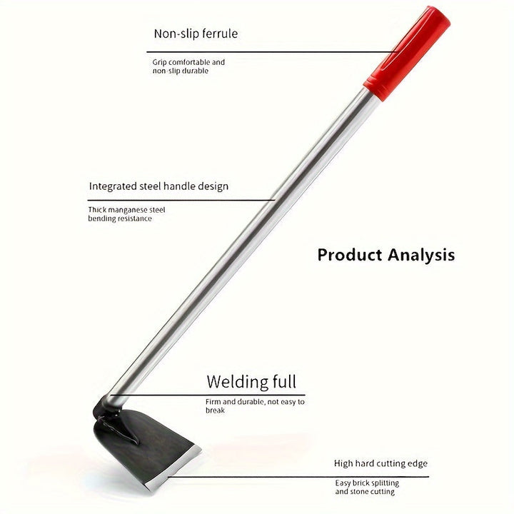 Hacha de jardín de acero de manganeso ergonómico - Herramienta duradera para rastrillar y cavar a mano para jardinería doméstica, plantación al aire libre y eliminación de verduras salvajes, herramienta de jardín