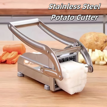 Cortador de frutas y verduras de acero inoxidable, cortador de papas, fabricante de patatas fritas, cortador de papas para papas, zanahorias, pepinos - Herramienta de preparación de alimentos duradera y fácil de limpiar