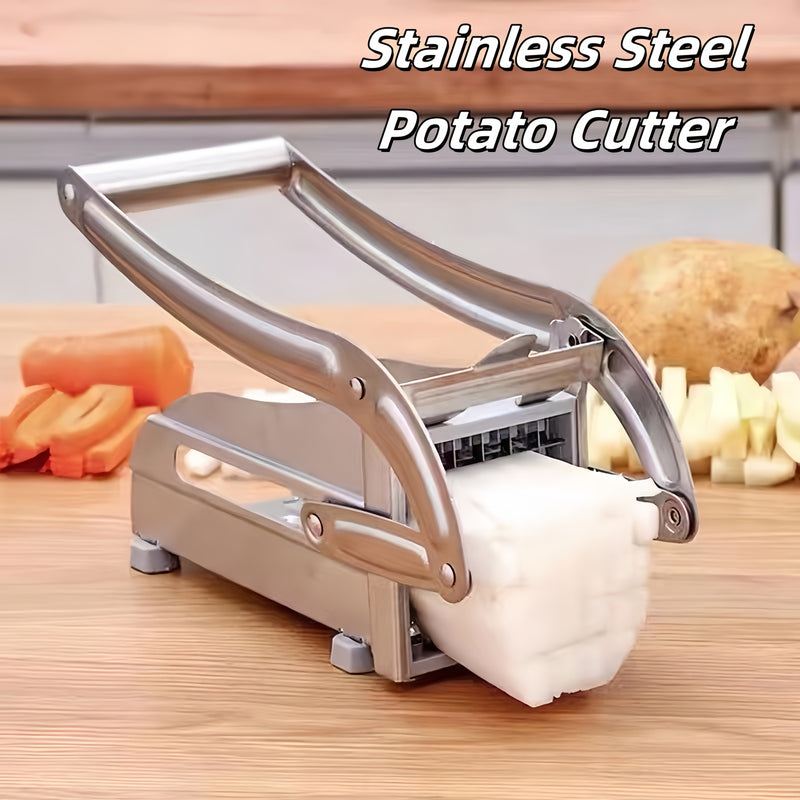Cortador de frutas y verduras de acero inoxidable, cortador de papas, fabricante de patatas fritas, cortador de papas para papas, zanahorias, pepinos - Herramienta de preparación de alimentos duradera y fácil de limpiar