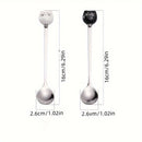 Cuchara de café de acero inoxidable con diseño de gato y panal de cerámica elegante - Utensilio de cocina duradero y decorativo con mango, ideal para preparar y servir café, accesorios para bares de café