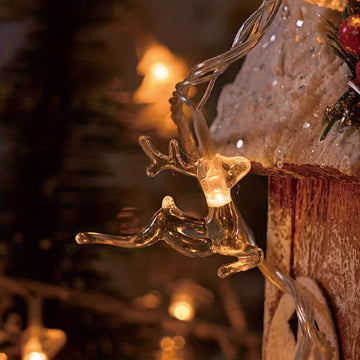 Luces Navideñas con Copos de Nieve y Renos - 152.4cm/3.05 metros, Funcionan con Pilas para Decoración Festiva en Habitaciones de Niños, Espacios de Estar, Áreas de Comedor y Centros Comerciales
