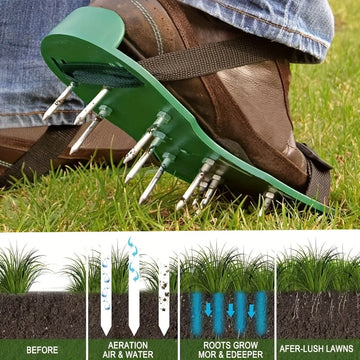 2 Pares de Zapatos con Clavos para Césped Resistentes - Con Puntas Largas para Descompactar Suelo, Corte de Hierba y Jardinería - Calzado Duradero para Aireación con Clavos Metálicos Galvanizados - Compatibles con Cortacéspedes Manuales y Deshierbadores