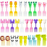 30 tenedores de fruta con diseño de animales, tenedores para postres, tenedores pequeños de plástico para cocina, restaurante, picnic, camping o fiestas, accesorios para lonchera, vajilla