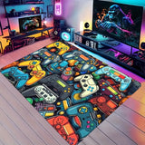 Alfombrilla de Área para Controlador de Juegos de 1 Pieza para Dormitorio de Niños - Diseño Vívido de Videojuego, Material Suave de Franela, Ligera y Lavable a Máquina, Ideal para Configuración de Deportes Electrónicos, Alfombra de Puerta, Cocina o Sala