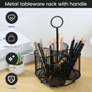Porta Utensilios de Cocina, Organizador de Cubiertos Grande, Estante Metálico para Utensilios con 4 Secciones, Ideal para Mesa de Cocina
