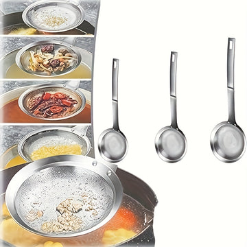 1pc Cuchara Separadora de Aceite de Acero Inoxidable - Colador de Malla Fina para Uso en Cocina y Restaurante, Grado 304 Duradero