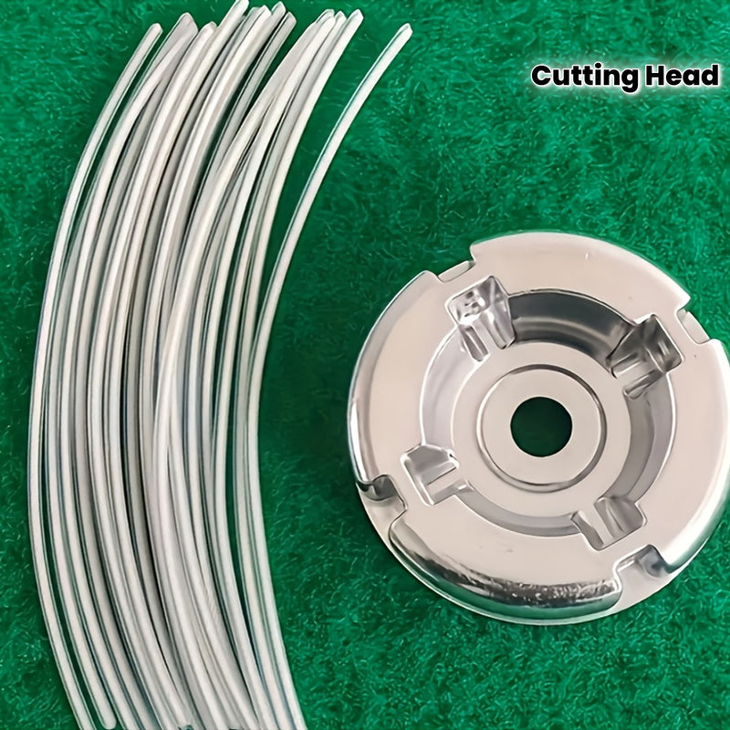Conjunto de 21 piezas con 1 cabezal de corte de aluminio y 20 cables de acero de repuesto, incluyendo cubierta protectora profesional de aleación de aluminio y cabeza de hierba con cuerda de acero, muy adecuado para uso en jardinería