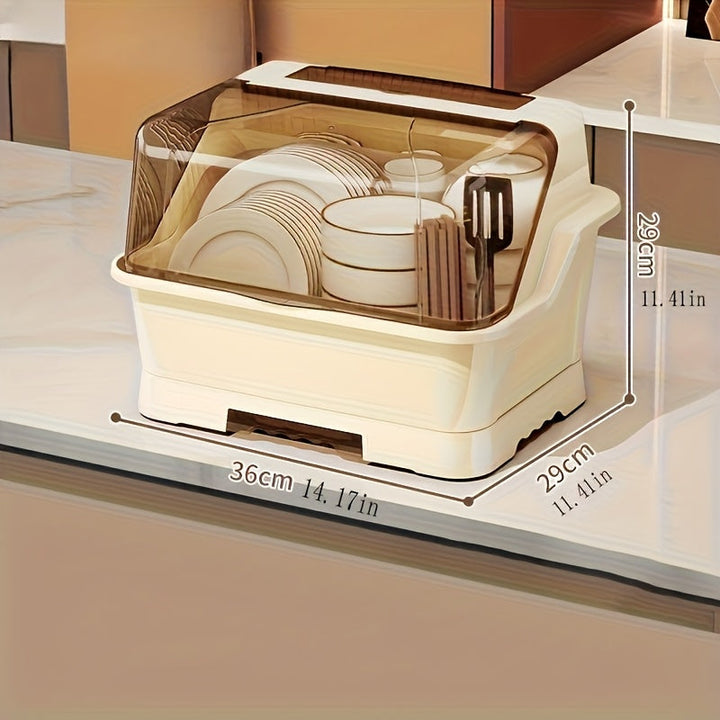 1/2/4 piezas, armario de almacenamiento de cocina anti-polvo que ahorra espacio con tapa - Estante multifuncional para utensilios con tablero de drenaje, adecuado para encimeras y armarios, estante de encimera de cocina