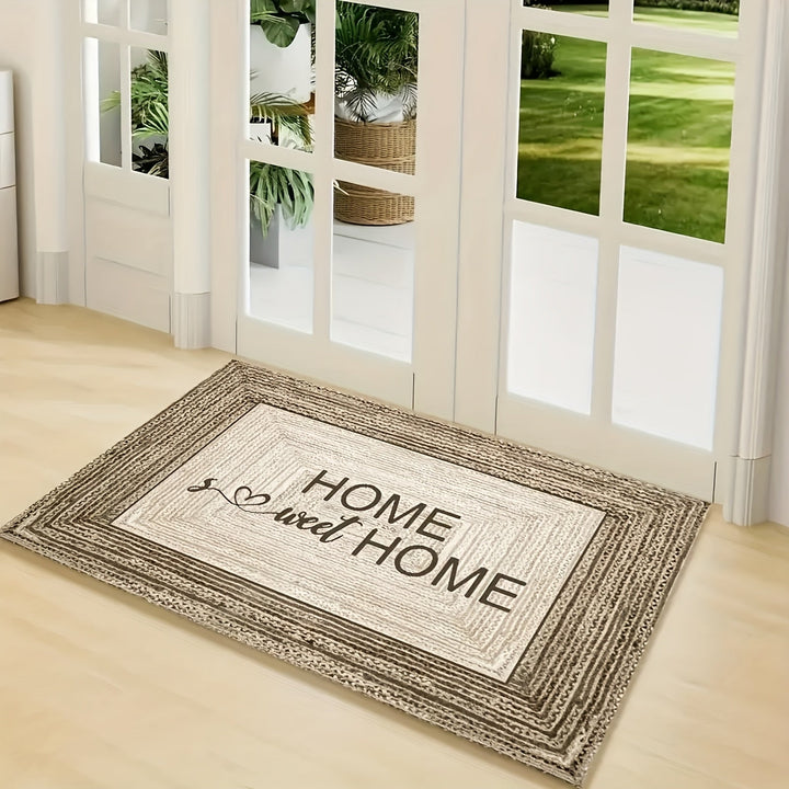1 alfombra de bienvenida "Hogar dulce hogar", antideslizante para entrada, dormitorio, cocina, lavandería o baño, decoración navideña para el hogar