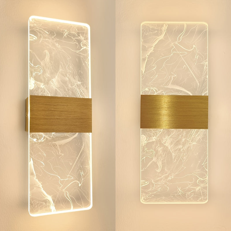 Aplique de pared moderno en acrílico con LED cálido, montaje semiempotrado, acabado metálico, incluye hardware de instalación, para dormitorio, sala de estar, hotel, estudio, pasillo, estilo industrial, cafetería, restaurante - ambiente romántico, decora