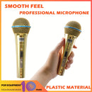 Micrófono dinámico profesional dorado con cable, sensación suave, conector de 6.35 mm, material plástico, ideal para karaoke, fiestas, bodas y regalos de Navidad