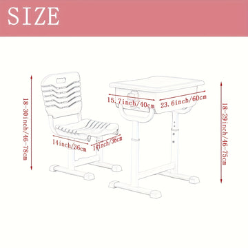 Juego de mesa y silla de estudio ergonómica ajustable - Marco de metal duradero, azul y blanco, ideal para el hogar, la escuela o el entrenamiento, escritorio escolar | Altura ajustable | Diseño ergonómico, mesa de estudio