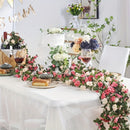 5 unidades de 12.5 metros de Guirnalda de Flores, Enredadera de Rosas Artificiales con Hojas Verdes, Enredadera de Rosas Falsas para Decoración de Pared de Primavera Aniversario de Boda Cumpleaños Navidad Arco
