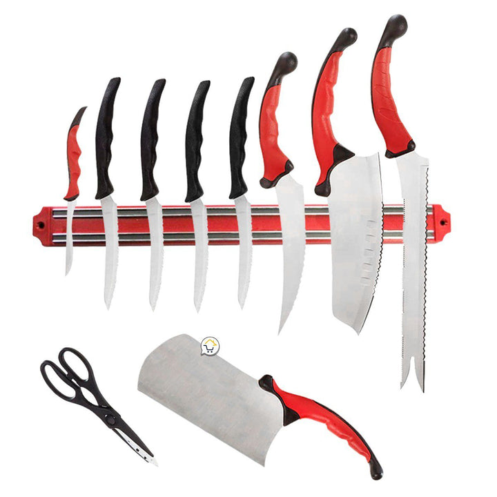 Set Cuchillos x10 Acero Inoxidable Soporte Magnético E033