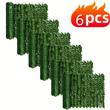 6-Pack Valla de Hiedra Artificial 304.8×50.8 cm Resistente a los UV, Decoración para Patio/Balcón o Pared Interior con Apariencia Natural + Material Plástico Duradero y Protección Solar al Aire Libre