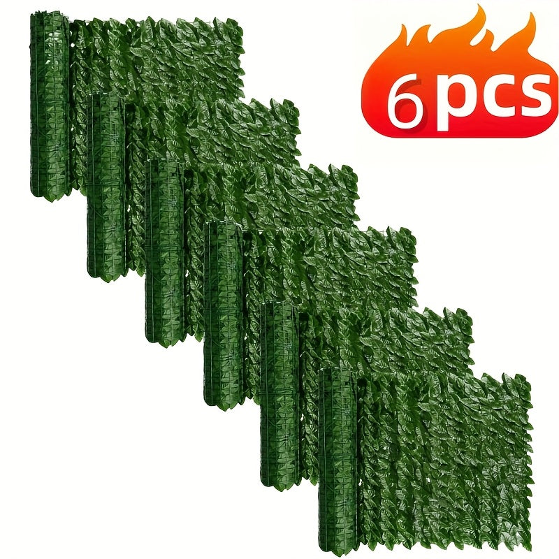 6 paneles de hiedra artificial resistente a los rayos UV, 304.8×50.8 cm, para privacidad en exteriores - Pantalla solar y verde de plástico duradero, sin mantenimiento, ideal para jardín, patio, balcón, decoración navideña, cercas exteriores, pantalla de