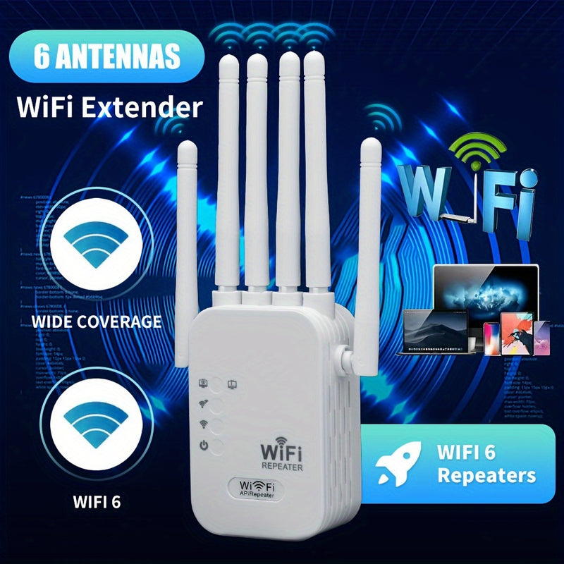 Internet de Alta Velocidad OEKE-1200 Mbps, Conexión de Aplicación 3-en-1, 6 Antenas - Penetración Fuerte, 6 Antenas de Alta Ganancia con Señal Más Fuerte y Cobertura Más Larga, Amplia Compatibilidad, Conexión de Hasta 105 Dispositivos