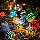 Luces de cuerda de farol moro con energía solar - Luminarias de hadas LED amarillas y doradas con cable negro, ideales para decoración al aire libre, aniversarios y ocasiones festivas, luces solares al aire libre.