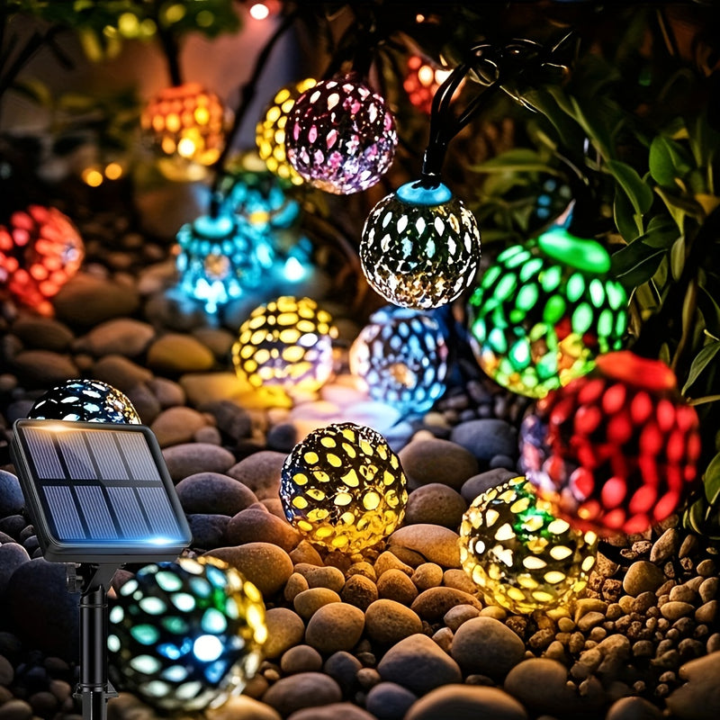 Luces de cuerda de farol moro con energía solar - Luminarias de hadas LED amarillas y doradas con cable negro, ideales para decoración al aire libre, aniversarios y ocasiones festivas, luces solares al aire libre.