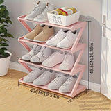 1pc Estante Plegable en Forma de Z para Zapatos - Organizador de Plástico Fácil de Montar, Ideal para Hogar, Dormitorio o Entrada - Diseño Compacto, Estantería Básica, Almacenamiento Práctico y Utilitario