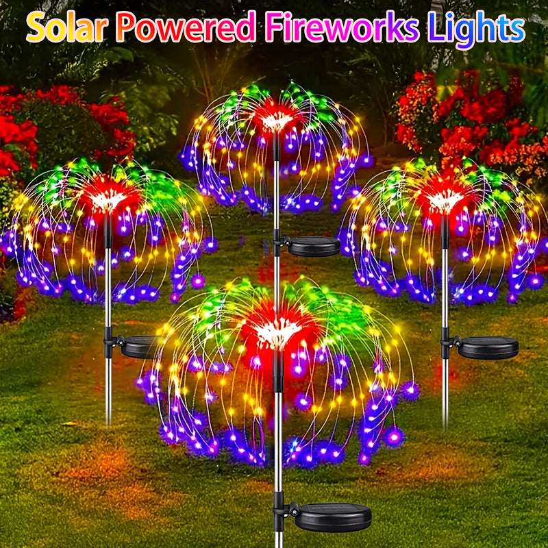 Luces de fuegos artificiales solares - 60/200/300/420 LED, IP65 y duraderas, 8 modos de luz, ideales para caravanas, patios, camping, bodas y decoraciones navideñas, iluminación festiva al aire libre | Diseño vibrante de fuegos artificiales | Luces solar