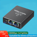 Divisor de Ethernet mejorado 1 a 3 de alta velocidad 1000Mbps, con cable de alimentación USB divisor de red Ethernet LAN, divisor de Ethernet RJ45 adecuado para cables Cat5/5e/6/7/8 divisor de Internet de mil [3 dispositivos conectados simultáneamente]