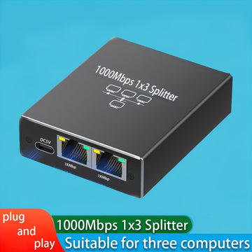 Divisor de Ethernet mejorado 1 a 3 de alta velocidad 1000Mbps, con cable de alimentación USB divisor de red Ethernet LAN, divisor de Ethernet RJ45 adecuado para cables Cat5/5e/6/7/8 divisor de Internet de mil [3 dispositivos conectados simultáneamente]