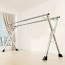 Perchero Plegable de Metal con Barra Doble Ajustable y 20 Ganchos Antiviento, Apto para Uso Interior y Exterior; Solución de Almacenamiento Ahorrador de Espacio para Ropa, Edredones y Ropa de Cama