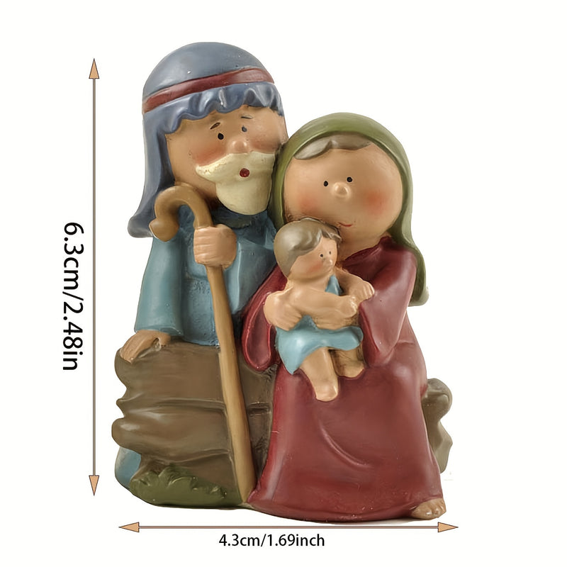 1 pieza de figurita de resina de la Natividad, decoración del hogar para el abrazo familiar de Acción de Gracias, cálido y saludable adorno para el dormitorio, accesorio de exhibición para la temporada navideña.