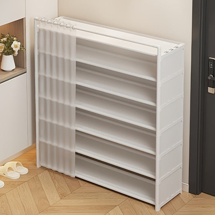 1 Juego - Gabinete de exhibición de zapatos transparente y a prueba de polvo, plegable con base antideslizante, fácil de limpiar, adecuado para almacenar zapatos, estante de almacenamiento de varias capas, de pie, con gran capacidad.