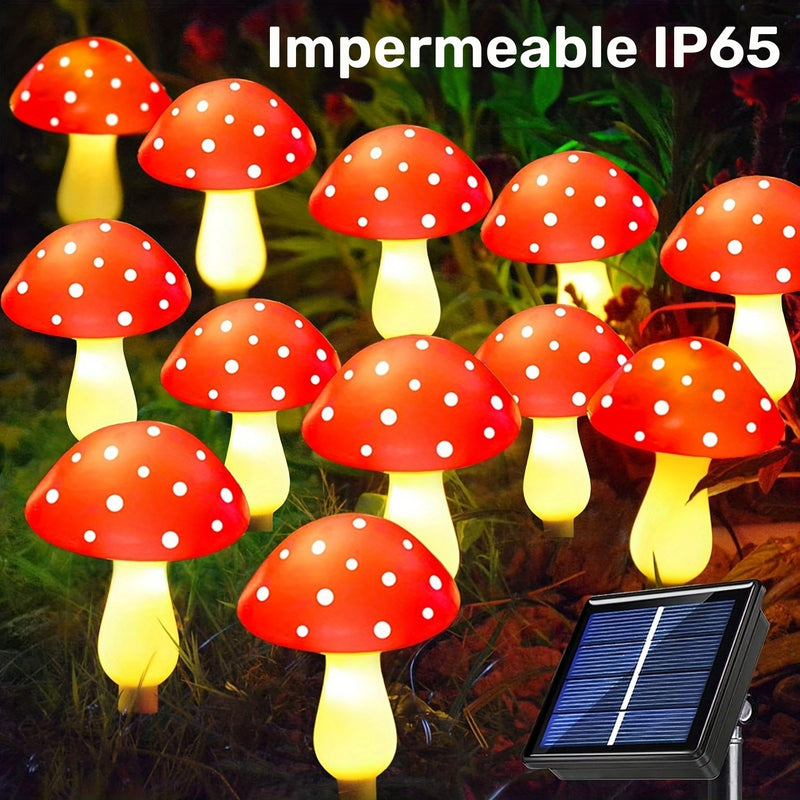 Estacas de luces solares de hongos, 12 paquetes de luces solares de hongos para exteriores, 8 modos de iluminación Luces solares de hongos para patio de jardín, césped multicolor
