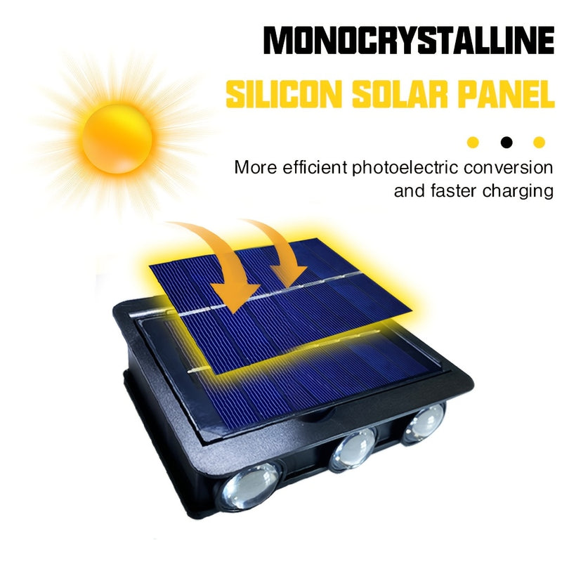 1/2 piezas de luz solar para pared extra grande con 6 cabezales, 1800 mAh, sensor de movimiento, lámpara decorativa para jardín, villa o camino, 3000K