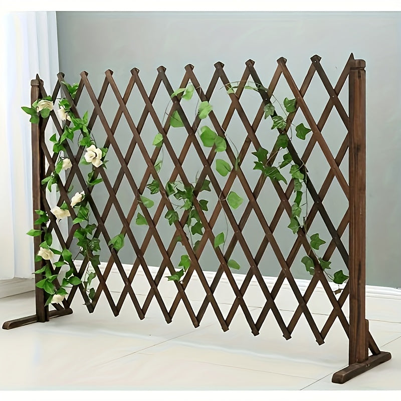 Cerca de jardín de madera ajustable sin taladro, diseño de celosía retráctil para pantallas de privacidad interior/exterior, seguridad para mascotas, plantas trepadoras, madera resistente a la intemperie, fácil instalación para patio, balcón, jardín, pan