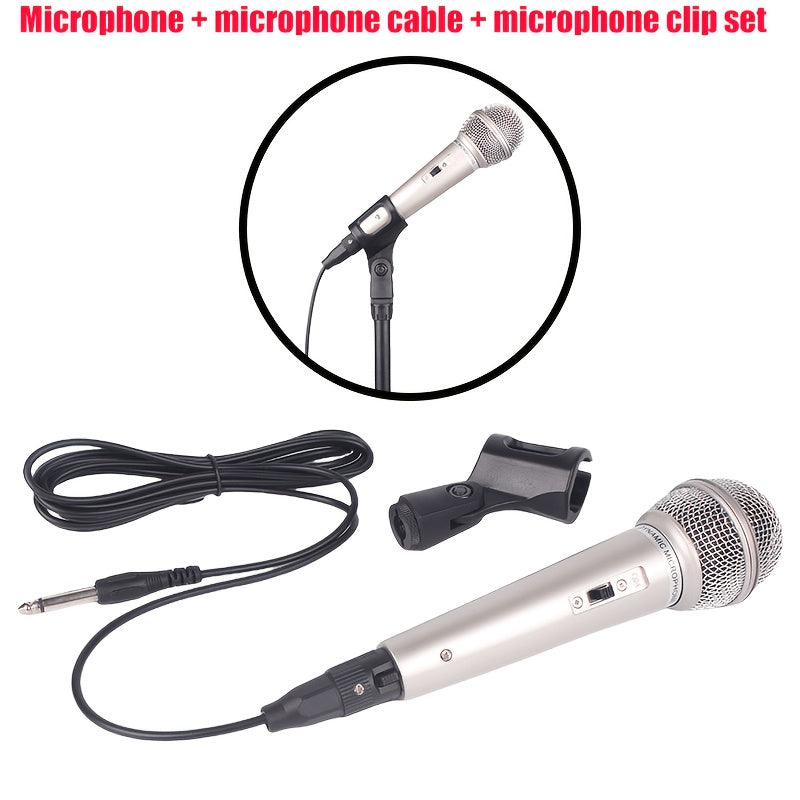 1 micrófono de bobina móvil con cable profesional Rzosom, micrófono dinámico de mano con conector de 6,35 mm, patrón polar unidireccional, para karaoke, sistemas de megafonía, amplificadores, mezcladores, teclados electrónicos, transmisión en vivo, graba