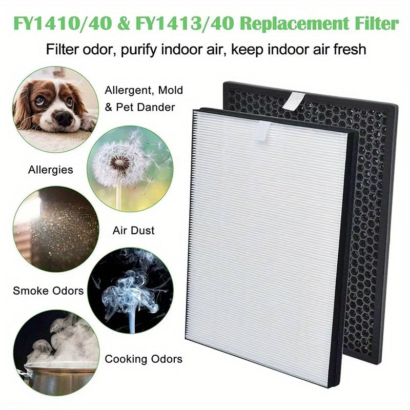 Juego de filtros de reemplazo FY1413/40 y FY1410/40 con carbón activo y HEPA, compatibles con la serie de purificadores Phil-lips 1000 1000i, reemplaza AC1214 AC1215 AC1217 AC2729.