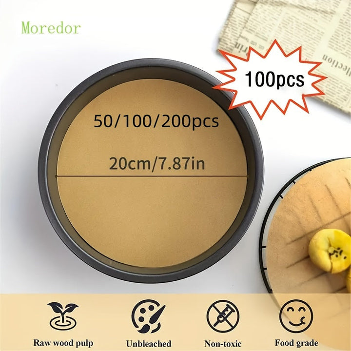 Mantelerías de papel redondas de 20 cm sin agujeros, papel para hornear redondo antiadherente para moldes de pastel de 8 pulgadas (20 cm), forros antiadherentes para hornear, asar, cocinar al vapor, microondas, freidora de aire, herramientas de reposterí