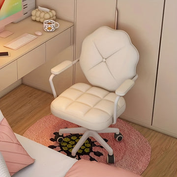 Butaca Ergonómica para Juegos de Computadora - Silla de Oficina en Blanco Crema con Estructura Metálica, Acolchado de Espuma de Alta Densidad y Soporte Trasero Sólido, Fácil Montaje para Estudio en Casa, Dormitorio o Sala de Juegos