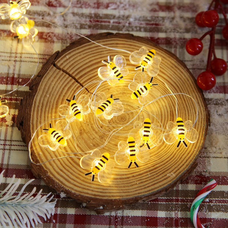 1 pza. Little Bee LED String Lights - 6.6ft 20 Bees Fairy Lights para dormitorio, sala de estar, plantas, patio, fiesta, boda, Halloween, Navidad - Ambiente blanco cálido y eficiencia energética, decoración de Ramadán y San Valentín