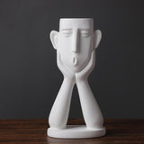 1 Pieza de Escultura de Jarrón de Resina Vintage con Diseño de Rostro Humano - Maceta Artística para Decoración Interior/Exterior, 12.5x24.99 cm Regalo Blanco para Hogar u Oficina, Decoración para el Hogar