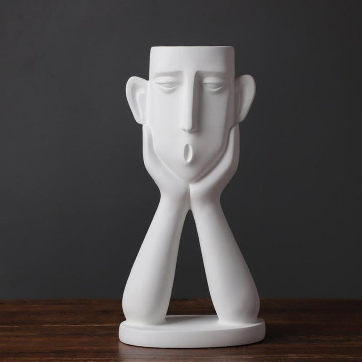 1 Pieza de Escultura de Jarrón de Resina Vintage con Diseño de Rostro Humano - Maceta Artística para Decoración Interior/Exterior, 12.5x24.99 cm Regalo Blanco para Hogar u Oficina, Decoración para el Hogar