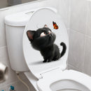 1pc Pegatina con diseño de gato lindo y mariposa, calcomanía de pared autoadhesiva, calcomanía para tapa de inodoro, plástico, decoración de baño, decoración estética del hogar, decoración de la habitación, embellece tu hogar