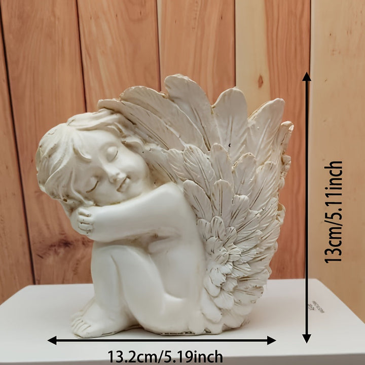1pc Jarrón Moderno de Resina de Ángel Niño - Forma de Trompeta, Sin Batería con Diseño Detallado de Alas para Decoración Elegante del Hogar
