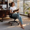 Butaca Ergonómica de Oficina con Soporte Lumbar Ajustable y Cojín de Espuma Viscoelástica - Mecanismo Giratorio 360°, Reposabrazos Ergonómicos, 5 Ruedas para Suelos Duros -