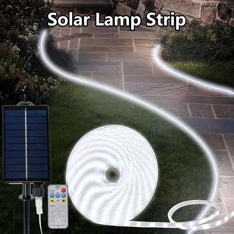 1 pieza de Luces Solares para Exteriores, 500cm/1000cm con 320LEDS/640LEDS Tira de Luces con Temporizador Remoto, Luces de Tira Regulables Multimodo para Jardín y Fiesta de Halloween, Acción de Gracias y Navidad