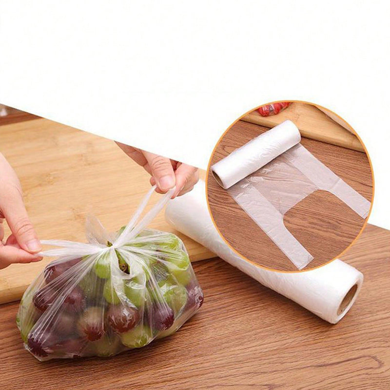 100 bolsas de conservación de alimentos, plástico grueso de grado alimenticio, estilo chaleco, embalaje de cocina, tamaños grandes/medianos/pequeños, material de PC duradero para almacenamiento doméstico.