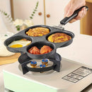 1 Sartén de hierro fundido antiadherente para tortilla, panqueques y hamburguesas, apta para estufas de gas y eléctricas, diseño de múltiples quemadores, herramienta ideal para el desayuno en la cocina, olla de cocina moderna y elegante.