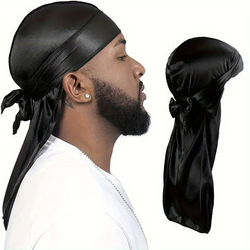 Gorro de ducha tipo bandana para hombres, durag sedoso con cola larga para ondas