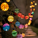 Luces de cuerda de farol moro con energía solar - Luminarias de hadas LED amarillas y doradas con cable negro, ideales para decoración al aire libre, aniversarios y ocasiones festivas, luces solares al aire libre.