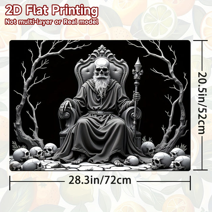 1pc Protector de Cocina Esqueleto de Halloween - Alfombrilla Gótica para Placas de Gas/Inducción, Lavadoras y Secadoras, Decoración Espeluznante para Fiestas de Halloween y Hogar Todo el Año, Diseño Plano 2D, Fácil de Limpiar, Estética Macabra, y Blanco